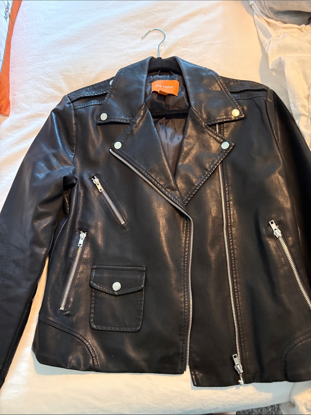 Joe Fresh Black Faux Leather Moto Jacket size large